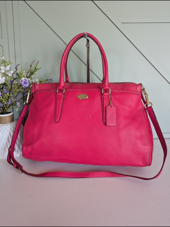 Coach Handbags - Coach Pink Leather Satchel with Removable Crossbody Strap